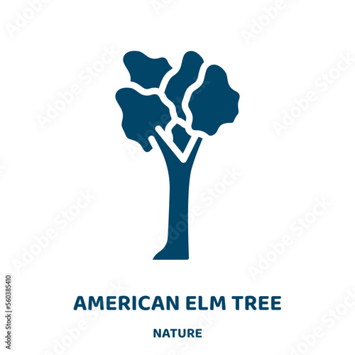 american elm tree vector icon from nature collection. forest filled flat symbol for mobile concept and web design. Black birch glyph icon. Isolated sign, logo illustration. Vector graphics.