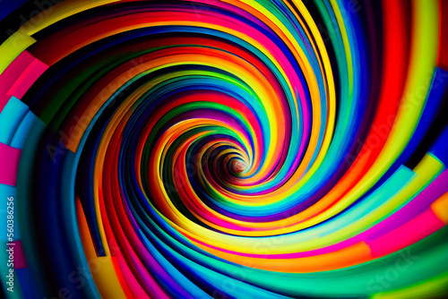 Hypnotic Multicolored Spiral Background. Rainbow Swirl. Generative AI.