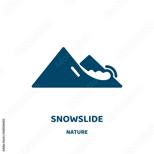 snowslide vector icon from nature collection. avalanche filled flat symbol for mobile concept and web design. Black emergency glyph icon. Isolated sign, logo illustration. Vector graphics.