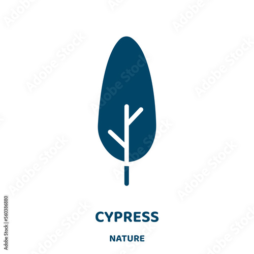 cypress vector icon from nature collection. tree filled flat symbol for mobile concept and web design. Black plant glyph icon. Isolated sign, logo illustration. Vector graphics.