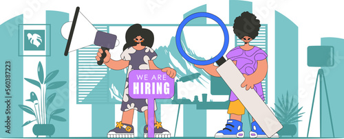 Man and woman specialists Engage workers.