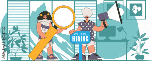 Man and woman workers in the area of recruitment and recruitment.