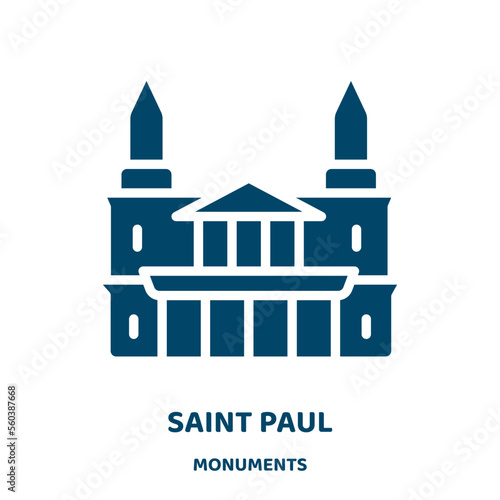 saint paul vector icon from monuments collection. saint filled flat symbol for mobile concept and web design. Black church glyph icon. Isolated sign, logo illustration. Vector graphics.