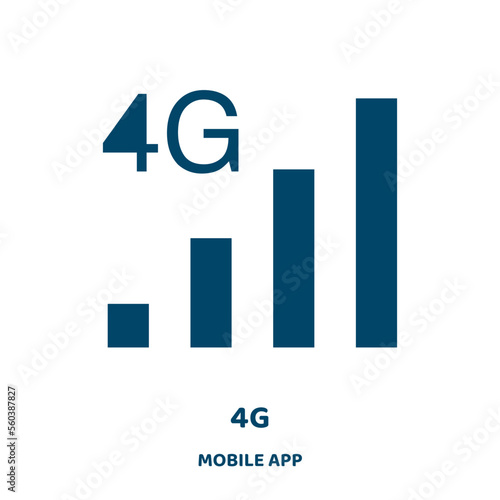 4g vector icon from mobile app collection. phone filled flat symbol for mobile concept and web design. Black glyph icon. Isolated sign, logo illustration. Vector graphics.