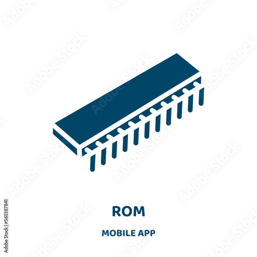 rom vector icon from mobile app collection. sound filled flat symbol for mobile concept and web design. Black simple glyph icon. Isolated sign, logo illustration. Vector graphics.