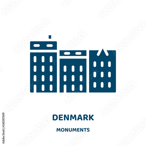 denmark vector icon from monuments collection. france filled flat symbol for mobile concept and web design. Black flag glyph icon. Isolated sign, logo illustration. Vector graphics.