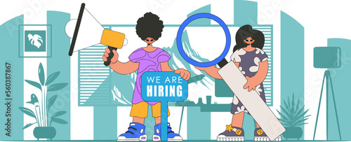 Man and woman HR specialists. Recruitment and search of personnel.