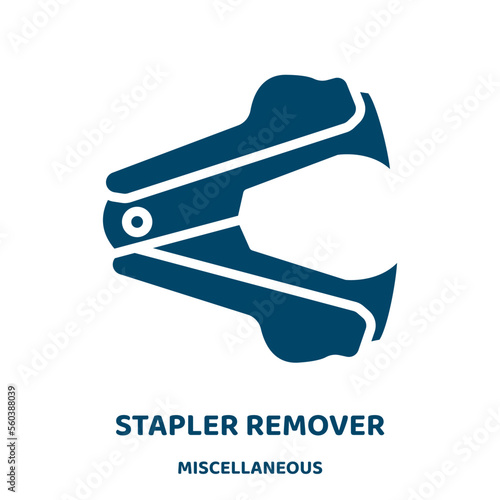 stapler remover vector icon from miscellaneous collection. stapler filled flat symbol for mobile concept and web design. Black remover glyph icon. Isolated sign, logo illustration. Vector graphics.