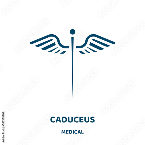 caduceus vector icon from medical collection. medical filled flat symbol for mobile concept and web design. Black health glyph icon. Isolated sign, logo illustration. Vector graphics.