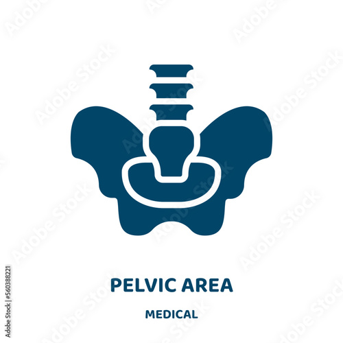 pelvic area vector icon from medical collection. medical filled flat symbol for mobile concept and web design. Black woman glyph icon. Isolated sign, logo illustration. Vector graphics.