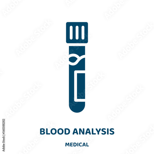 blood analysis vector icon from medical collection. medical filled flat symbol for mobile concept and web design. Black analysis glyph icon. Isolated sign, logo illustration. Vector graphics.