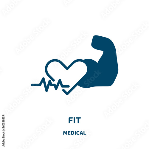 fit vector icon from medical collection. fitness filled flat symbol for mobile concept and web design. Black gym glyph icon. Isolated sign, logo illustration. Vector graphics.
