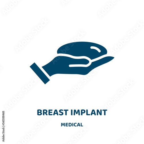 breast implant vector icon from medical collection. implant filled flat symbol for mobile concept and web design. Black breast glyph icon. Isolated sign, logo illustration. Vector graphics.