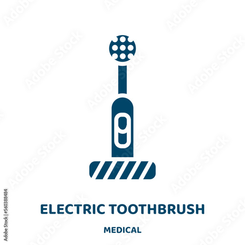 electric toothbrush vector icon from medical collection. dental filled flat symbol for mobile concept and web design. Black hygiene glyph icon. Isolated sign, logo illustration. Vector graphics.