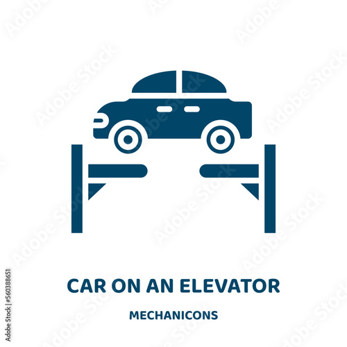 car on an elevator vector icon from mechanicons collection. elevator filled flat symbol for mobile concept and web design. Black car glyph icon. Isolated sign, logo illustration. Vector graphics.