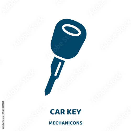 car key vector icon from mechanicons collection. car filled flat symbol for mobile concept and web design. Black key glyph icon. Isolated sign, logo illustration. Vector graphics.