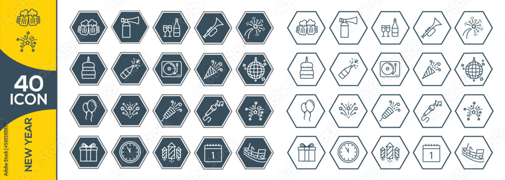 NEW YEAR ICON SET DESIGN NEW YEAR ICON SET DESIGN