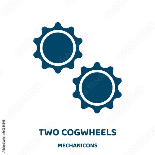 two cogwheels vector icon from mechanicons collection. cogwheel filled flat symbol for mobile concept and web design. Black business glyph icon. Isolated sign, logo illustration. Vector graphics. photo