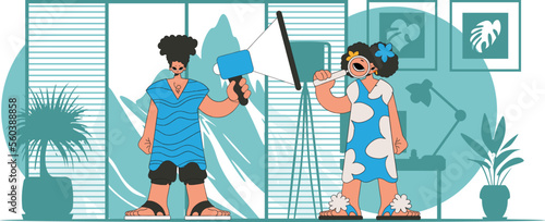 Woman and man workers in the field of personnel search.