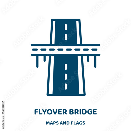 flyover bridge vector icon from maps and flags collection. bridge filled flat symbol for mobile concept and web design. Black flyover glyph icon. Isolated sign, logo illustration. Vector graphics.