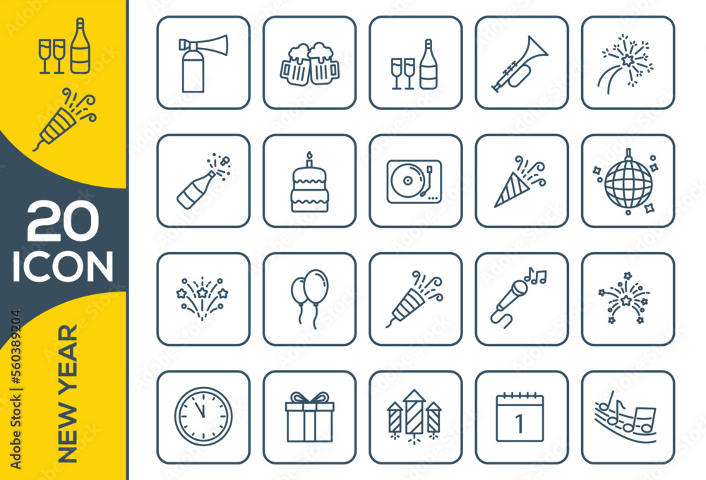 NEW YEAR ICON SET DESIGN NEW YEAR ICON SET DESIGN