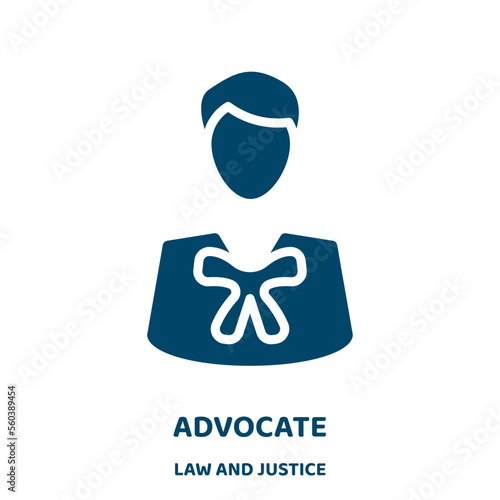 advocate vector icon from law and justice collection. law filled flat symbol for mobile concept and web design. Black protection glyph icon. Isolated sign, logo illustration. Vector graphics.