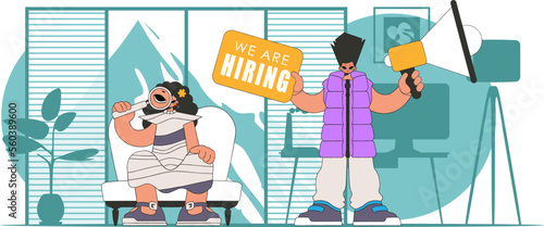 Woman and man HR specialists. Human resources.