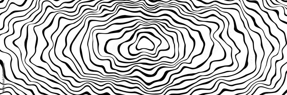 Simple wavy abstract background. Vector illustration of lines with optical illusion, op art. Long horizontal banner. Simple wavy abstract background. Vector illustration of lines with optical illusion, op art. Long horizontal banner.
