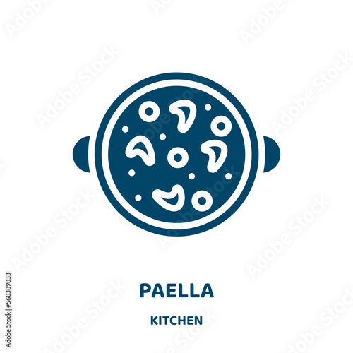 paella vector icon from kitchen collection. country filled flat symbol for mobile concept and web design. Black lunch glyph icon. Isolated sign, logo illustration. Vector graphics.