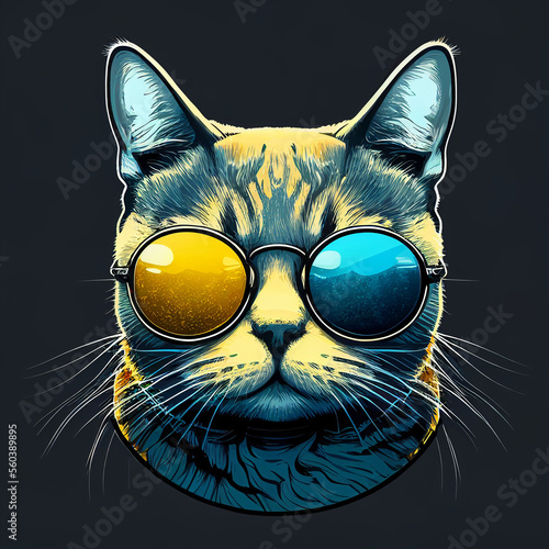 fashionable cool cat wearing sunglasses. generative ai.   © Kseniia Veledynska