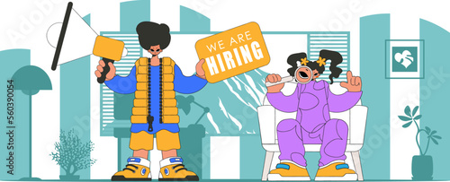 The girl and the guy are specialists. Human resource and personnel attraction.