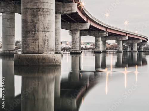 Long exposure view of bridge in Portland, USA photo
