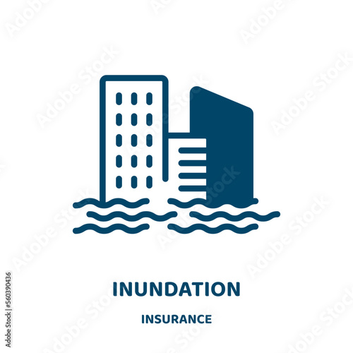 inundation vector icon from insurance collection. disaster filled flat symbol for mobile concept and web design. Black water glyph icon. Isolated sign, logo illustration. Vector graphics.