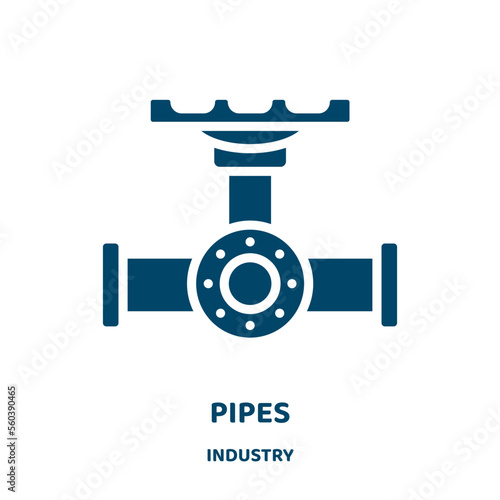 pipes vector icon from industry collection. pipe filled flat symbol for mobile concept and web design. Black construction glyph icon. Isolated sign, logo illustration. Vector graphics.