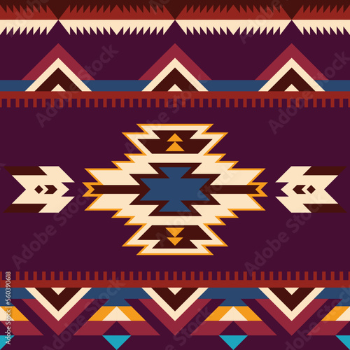 Aztec, Navajo geometric seamless pattern. Native American Southwest print. Ethnic design wallpaper, fabric, cover, textile, rug, blanket.