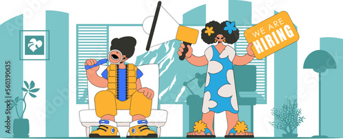 The girl and the guy are HR specialists. Recruitment and search of personnel.
