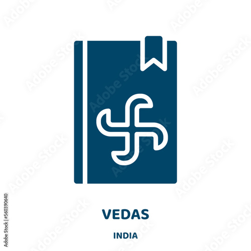 vedas vector icon from india collection. tattoo filled flat symbol for mobile concept and web design. Black vintage glyph icon. Isolated sign, logo illustration. Vector graphics.