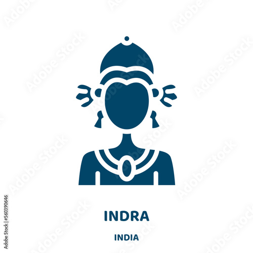 indra vector icon from india collection. hinduism filled flat symbol for mobile concept and web design. Black goddess glyph icon. Isolated sign, logo illustration. Vector graphics.