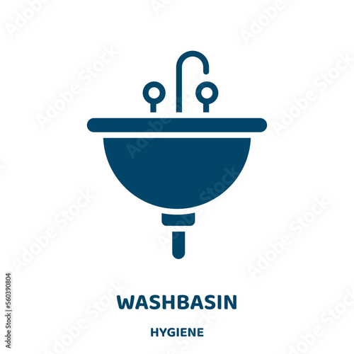 washbasin vector icon from hygiene collection. water filled flat symbol for mobile concept and web design. Black domestic glyph icon. Isolated sign, logo illustration. Vector graphics.
