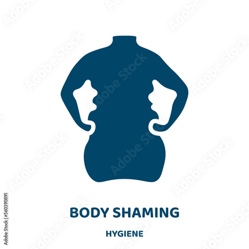 body shaming vector icon from hygiene collection. body filled flat symbol for mobile concept and web design. Black self glyph icon. Isolated sign, logo illustration. Vector graphics.