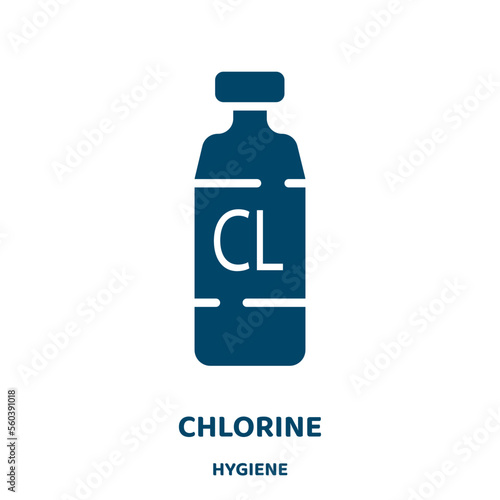 chlorine vector icon from hygiene collection. care filled flat symbol for mobile concept and web design. Black wash glyph icon. Isolated sign, logo illustration. Vector graphics.