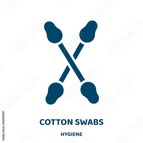 cotton swabs vector icon from hygiene collection. cotton filled flat symbol for mobile concept and web design. Black swab glyph icon. Isolated sign, logo illustration. Vector graphics.