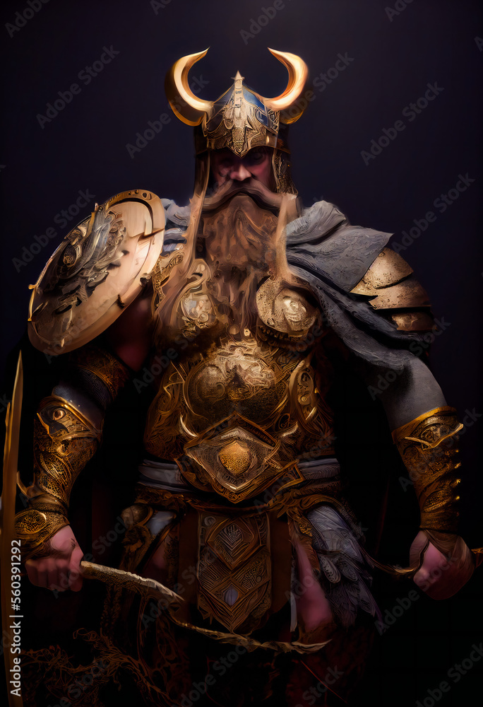 Fototapeta premium viking warrior king. Generative AI .