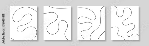 Thin line wavy abstract vector background. Curve wave continuous design poster. Line art striped graphic template. Vector illustration.
