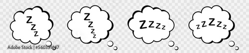 Zzz sleep in carton bubble. Sleeping zzzz text with cloud in comic style. Vector illustration.