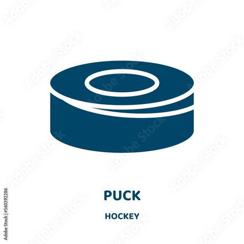puck vector icon from hockey collection. hockey filled flat symbol for mobile concept and web design. Black ice glyph icon. Isolated sign, logo illustration. Vector graphics.