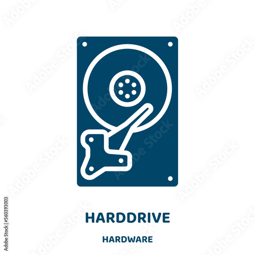 harddrive vector icon from hardware collection. file filled flat symbol for mobile concept and web design. Black technology glyph icon. Isolated sign, logo illustration. Vector graphics.