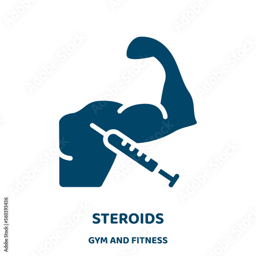 steroids vector icon from gym and fitness collection. steroid filled flat symbol for mobile concept and web design. Black health glyph icon. Isolated sign, logo illustration. Vector graphics.