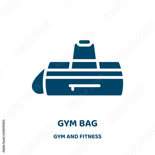 gym bag vector icon from gym and fitness collection. bag filled flat symbol for mobile concept and web design. Black gym glyph icon. Isolated sign, logo illustration. Vector graphics.