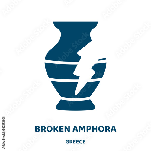 broken amphora vector icon from greece collection. vase filled flat symbol for mobile concept and web design. Black broken glyph icon. Isolated sign, logo illustration. Vector graphics.